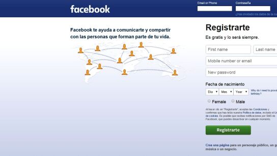 P&aacute;gina de inicio de Facebook