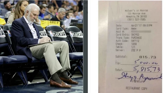 La generosa propina de Gregg Popovich La generosa propina de Gregg Popovich