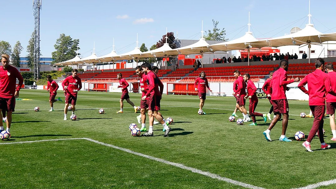 El Atlético, en un entrenamiento