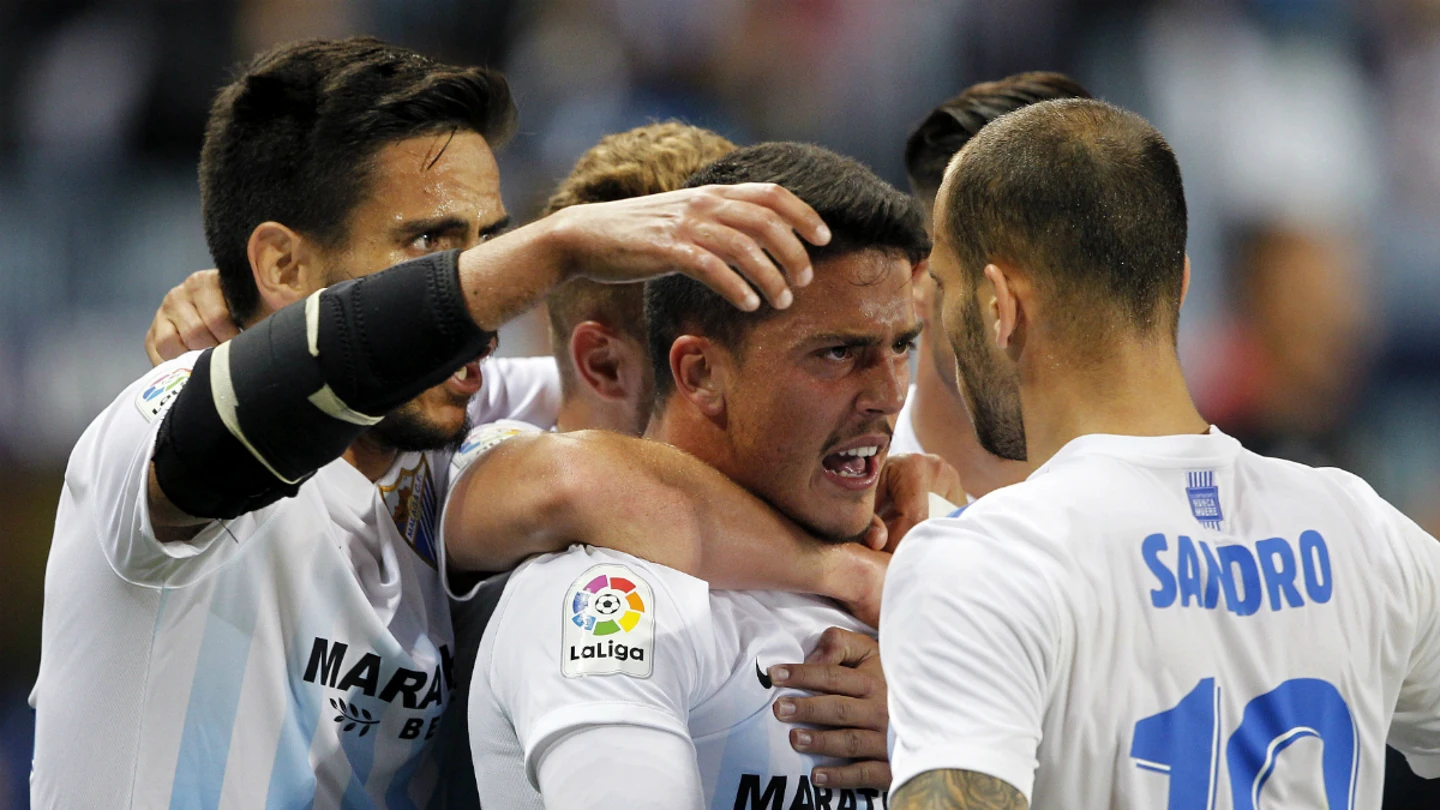 El Málaga celebra un gol El Málaga celebra un gol