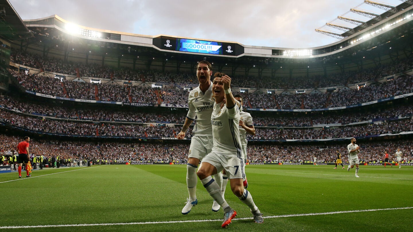 Sergio Ramos y Cristiano Ronaldo celebran el gol del portugu&eacute;s