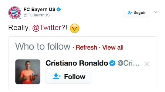 Twitter sugiere al Bayern seguir a Cristiano Ronaldo Twitter sugiere al Bayern seguir a Cristiano Ronaldo
