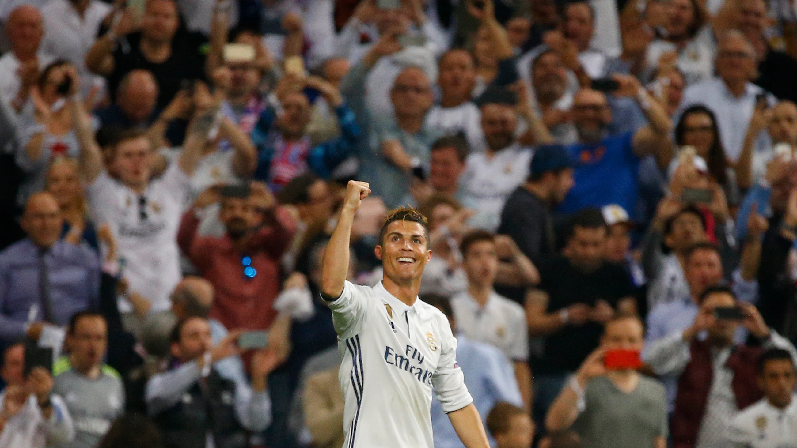 Cristiano Ronaldo celebra uno de sus goles ante el Atlético de Madrid en Champions