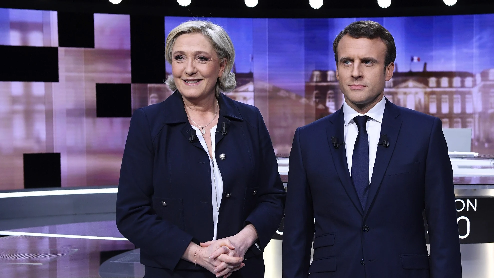 Marine Le Pen y Emmanuel Macron