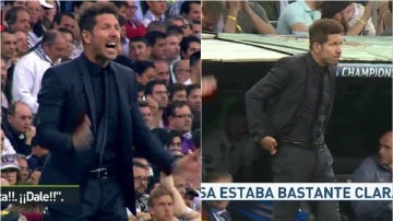 Simeone, en plena acción en el Santiago Bernabéu