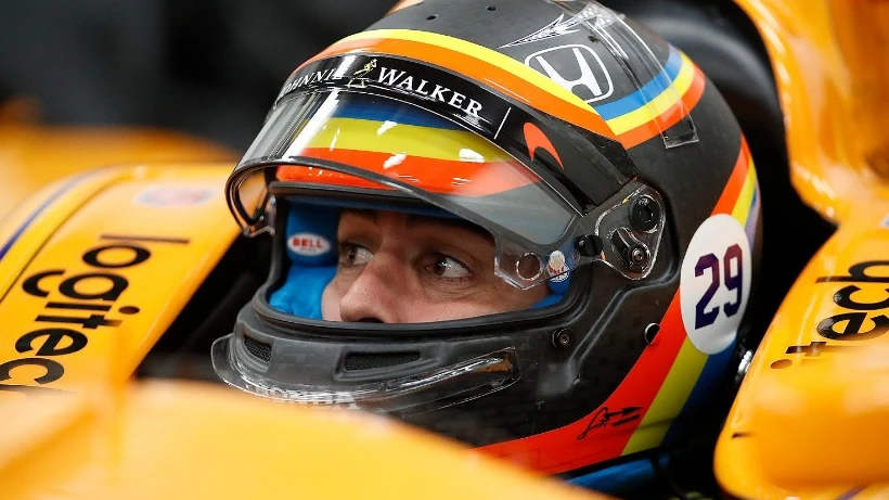 Fernando Alonso, en su monoplaza de la Indy 500