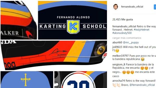 El casco de Fernando Alonso para las 500 Millas de Indian&aacute;polis