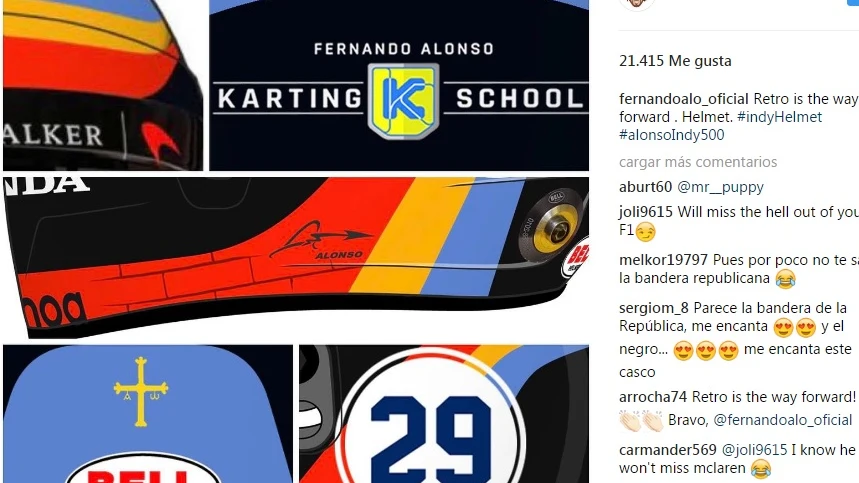 El casco de Fernando Alonso para las 500 Millas de Indianápolis