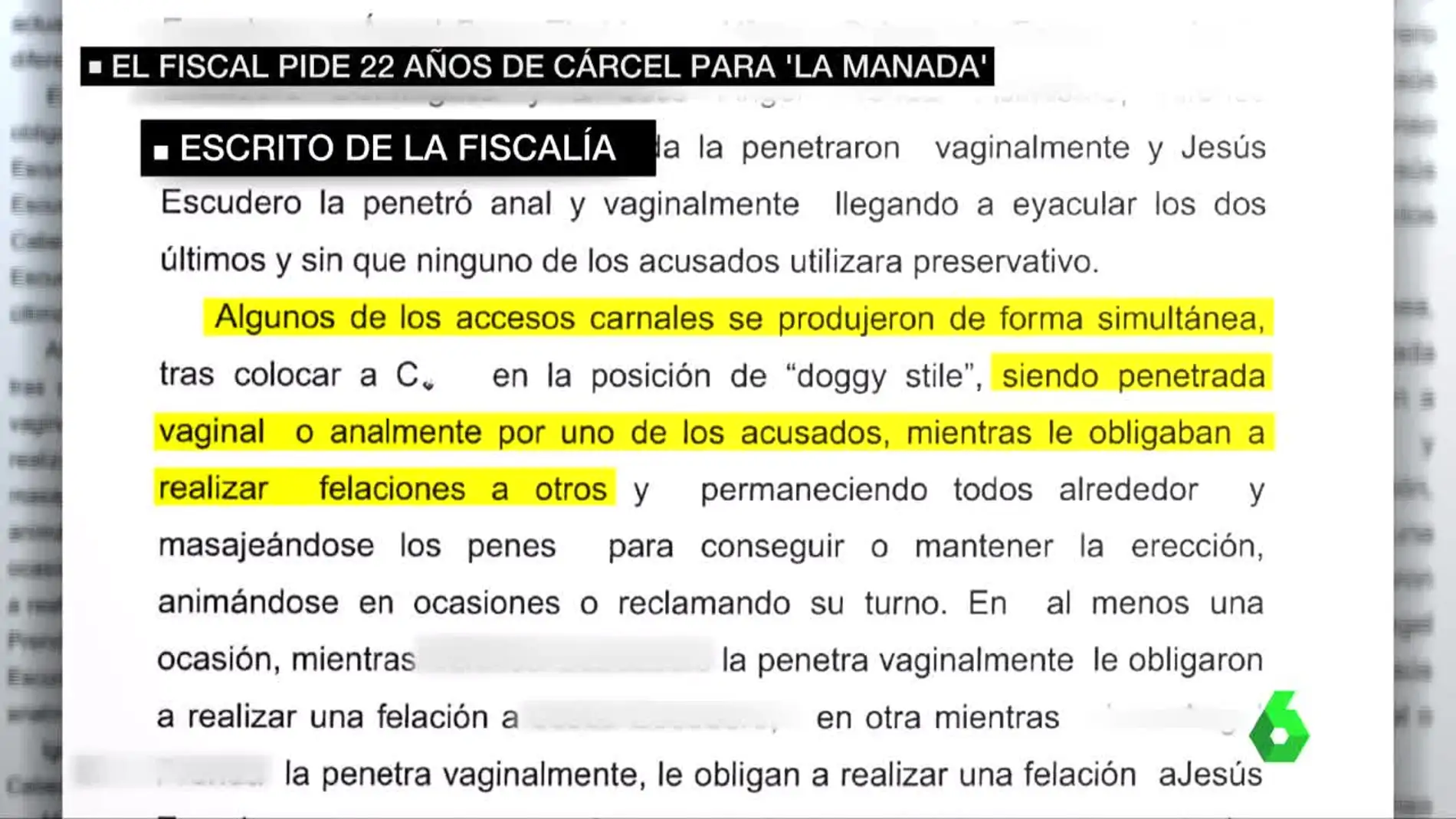 Extracto del auto de la fiscalía de Navarra sobre la violación de San Fermín