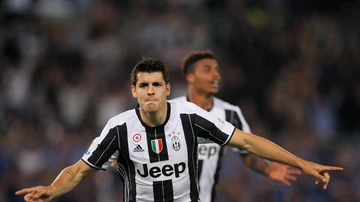 Morata celebra un gol con la Juventus