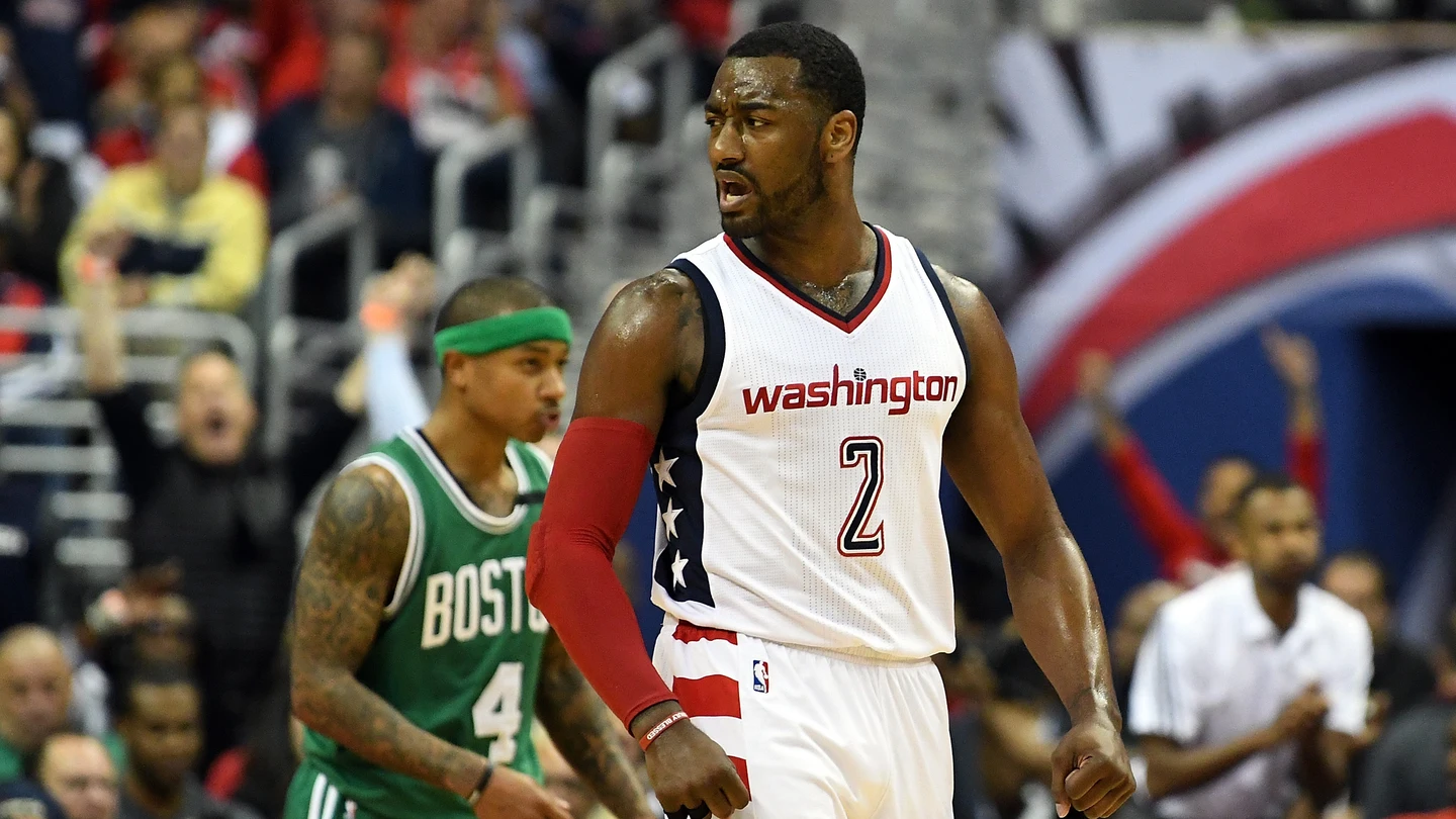 John Wall celebra una canasta ante los Celtics John Wall celebra una canasta ante los Celtics