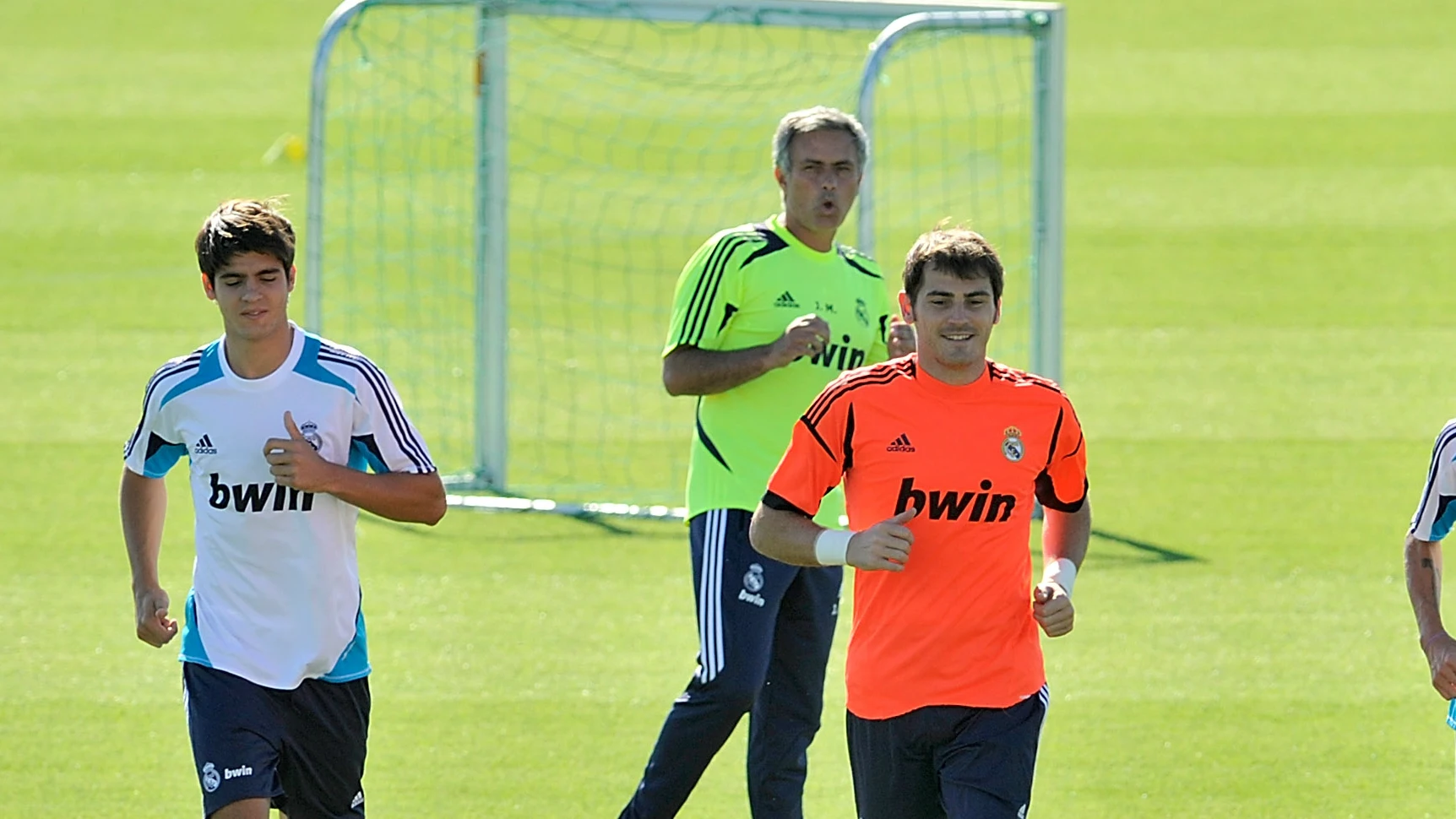 Mourinho, Morata y Casillas en un entrenamiento con el Madrid