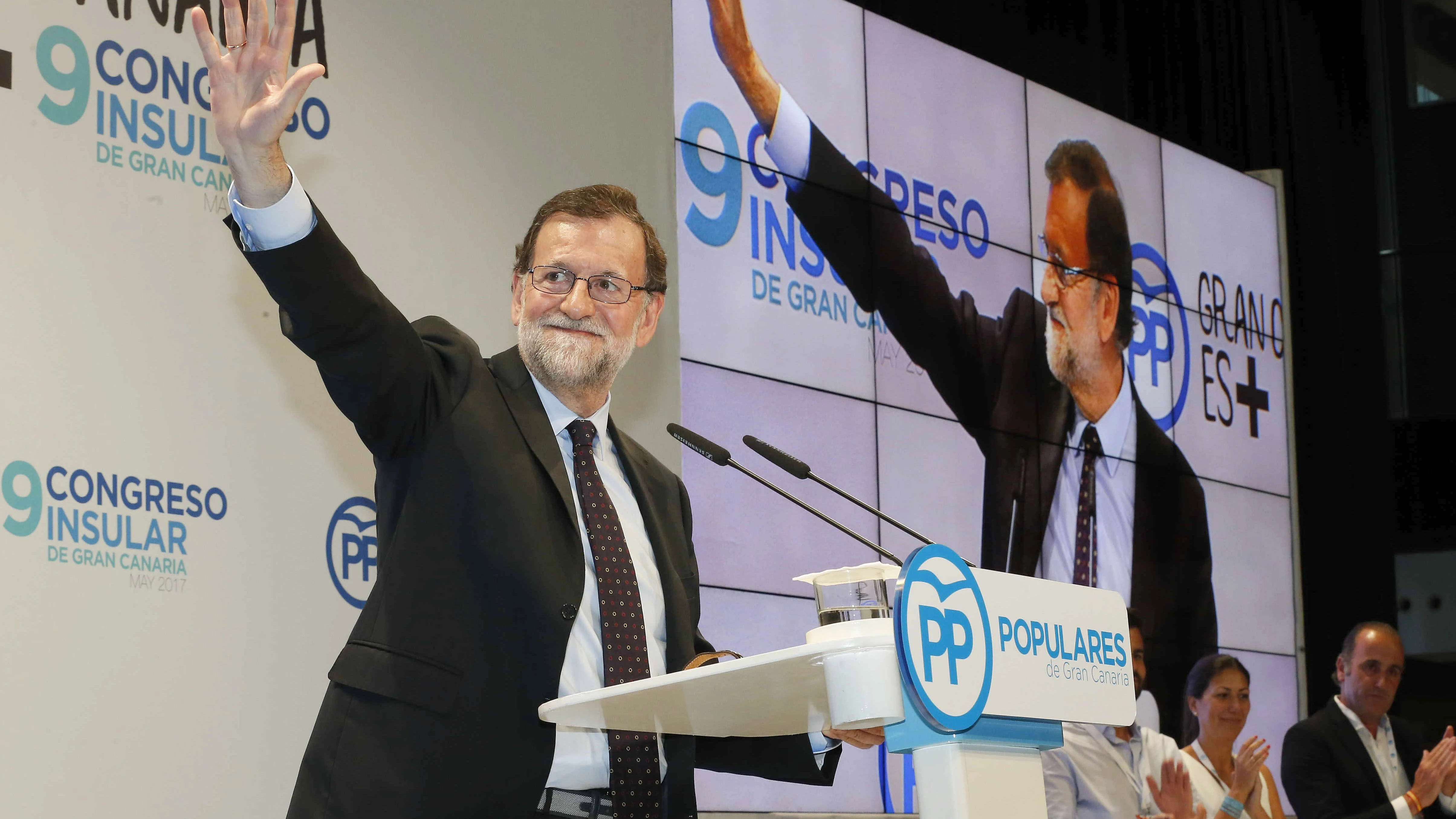 El presidente del gobierno, Mariano Rajoy, durante su intervención en la clausura del congreso insular del PP de Gran Canaria