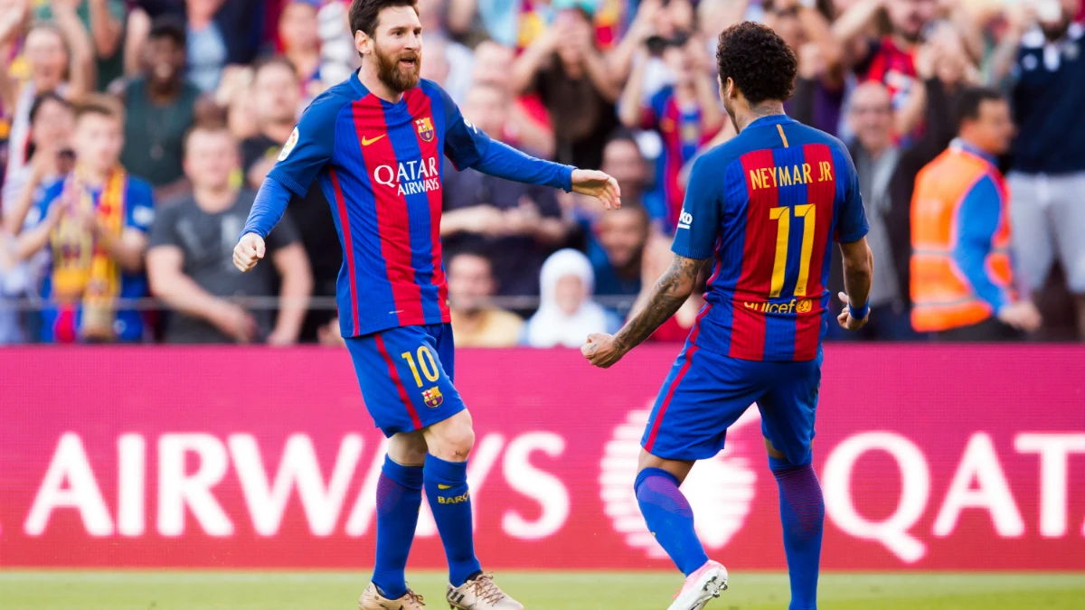 Messi y Neymar celebran un gol