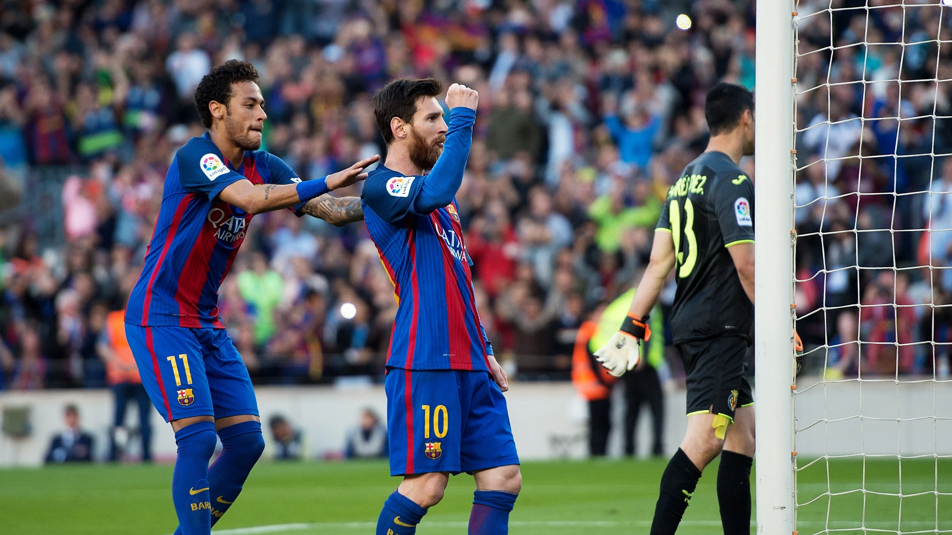 Leo Messi celebra un gol ante el Villarreal