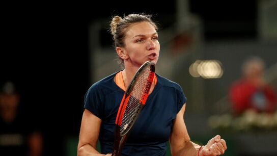 Simona Halep celebra su victoria