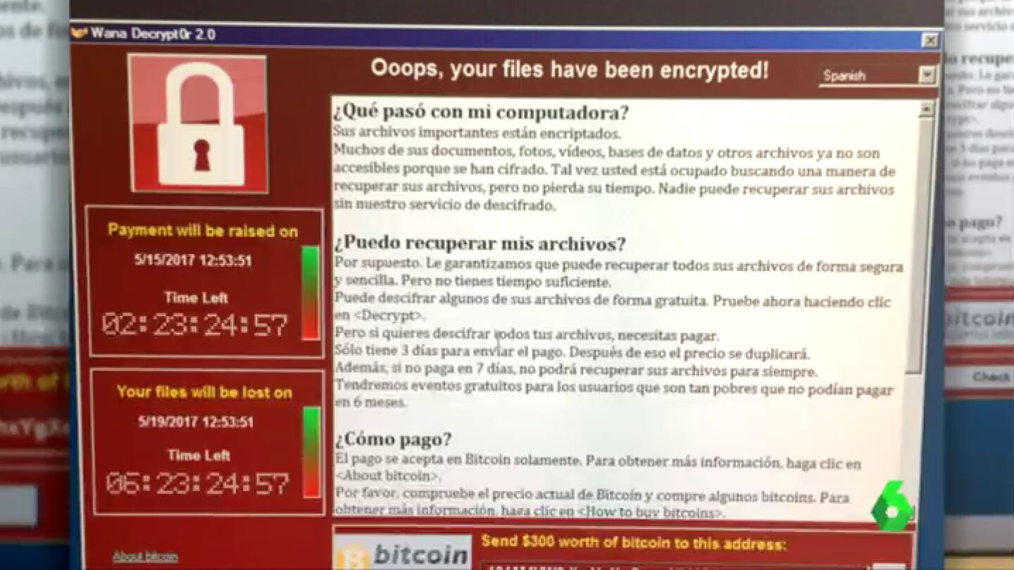 Mensaje que apareci&oacute; en los ordenadores por el hackeo