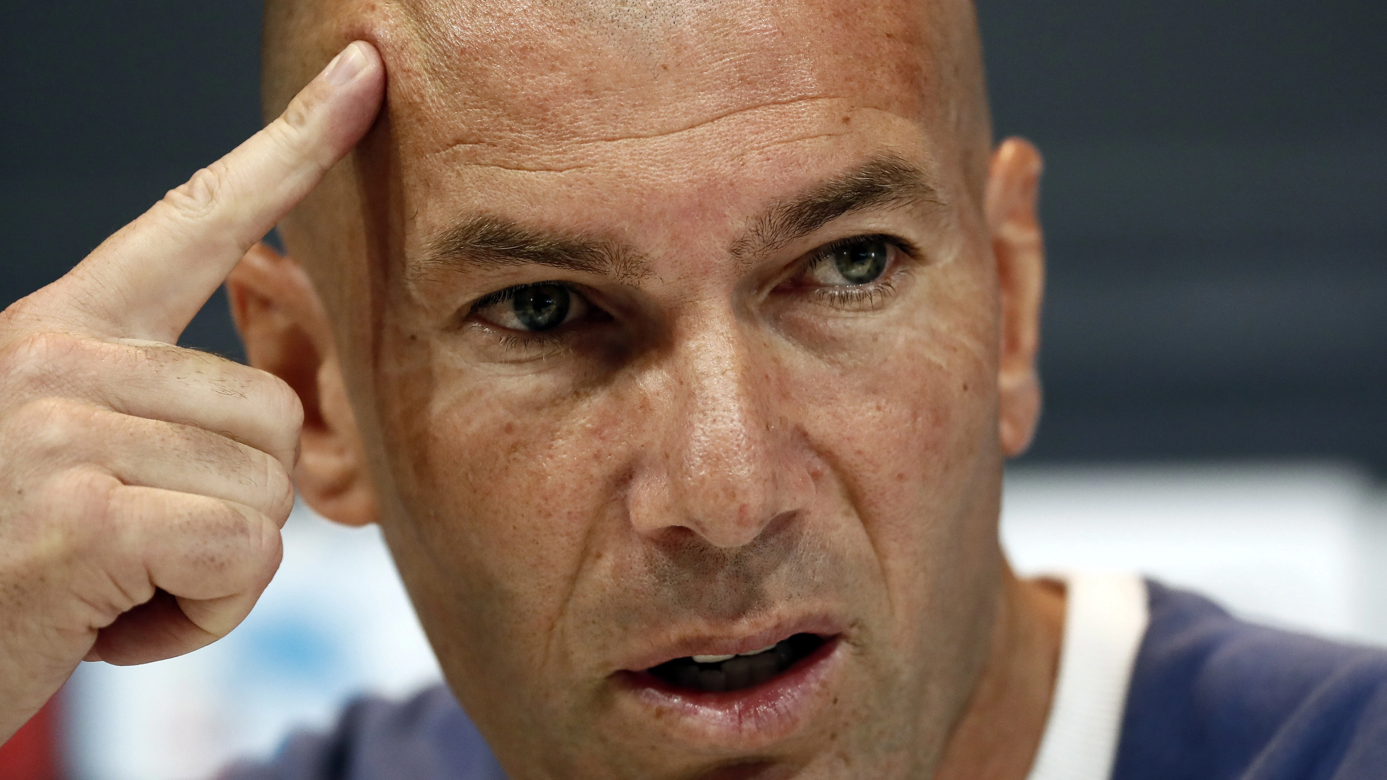Zidane, durante la rueda de prensa Zidane, durante la rueda de prensa