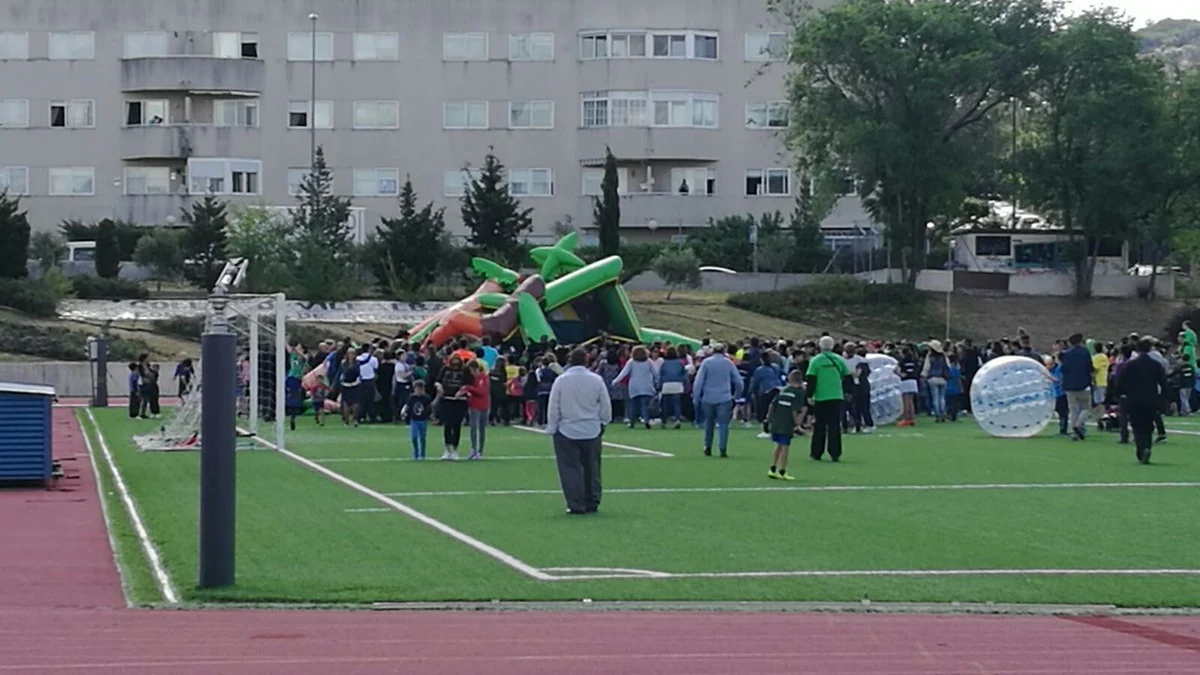 Imagen del castillo hinchable tras el incidente en Collado Villalba