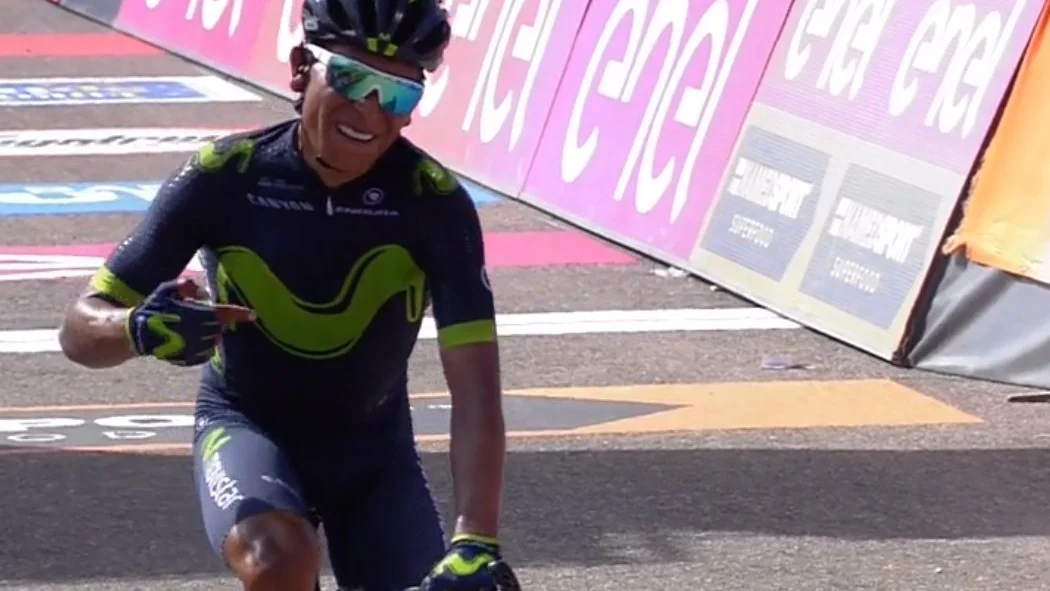Nairo Quintana celebra su victoria en el Blockhaus