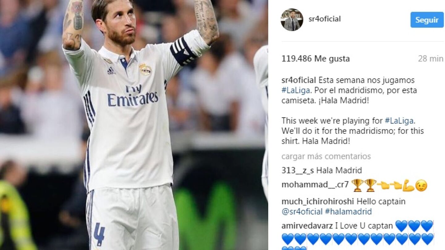 Mensaje de Sergio Ramos en su instagram