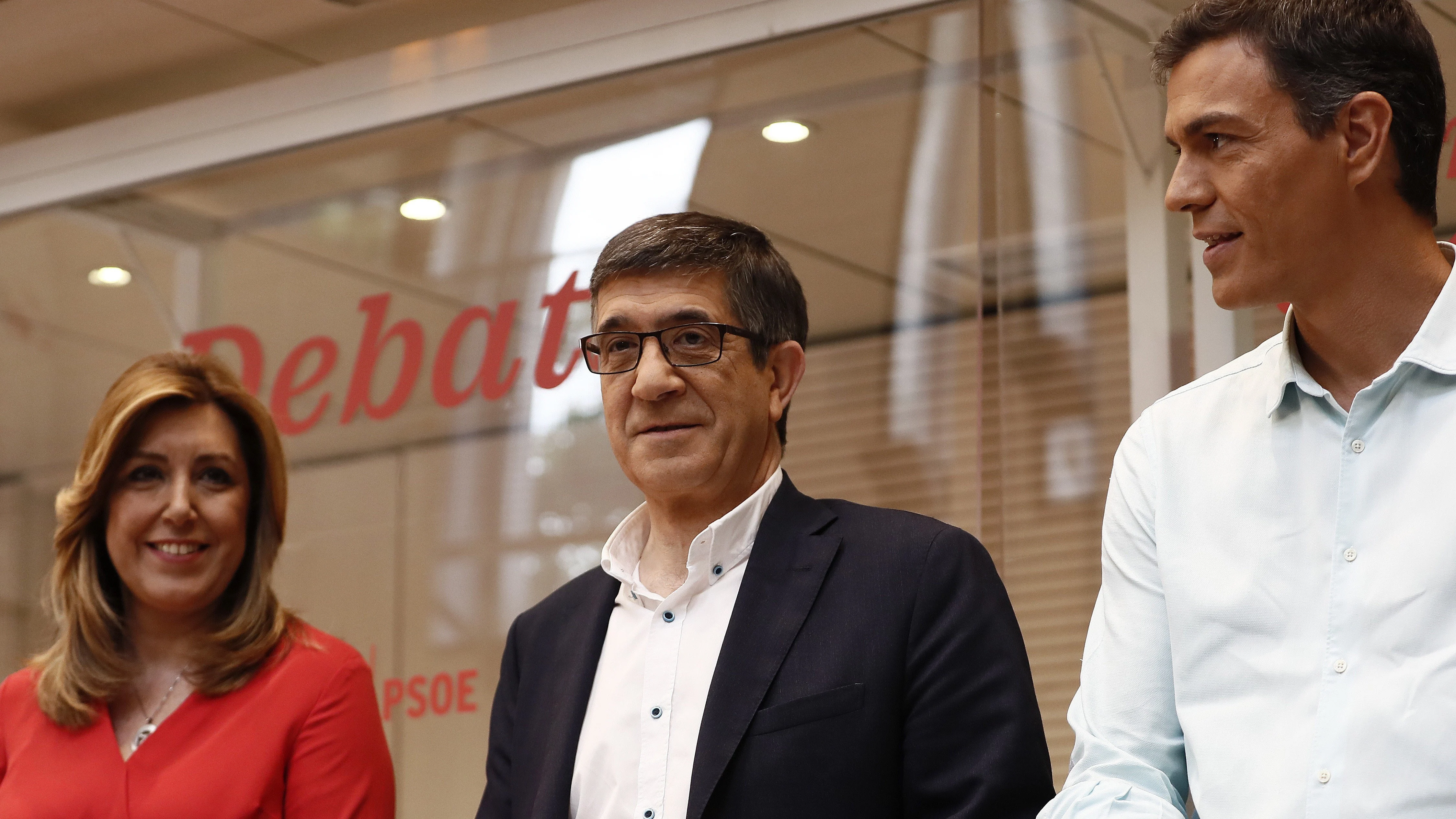 Los candidatos a la Secretaría General del PSOE, Susana Díaz , Patxi López y Pedro Sánchez