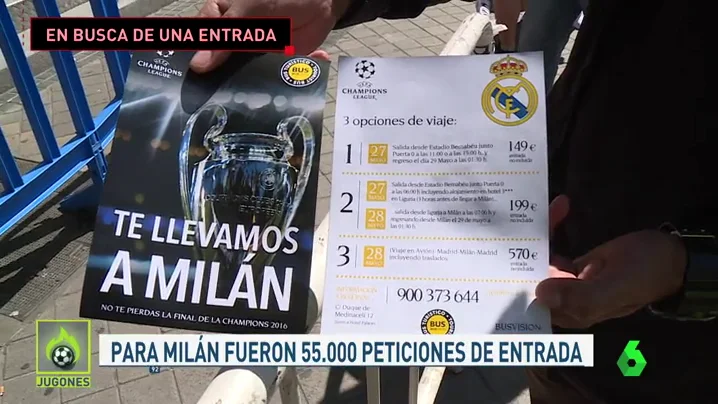 Frame 26.486298 de: El Madrid recibe menos peticiones de entradas para la final de Cardiff que para la de Milán