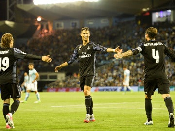 Cristiano Ronaldo celebra un gol en Balaídos ante el Celta Cristiano Ronaldo celebra un gol en Balaídos ante el Celta