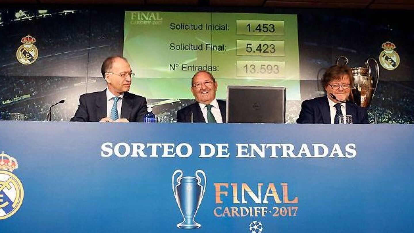 Imagen del sorteo de entradas para la final de Cardiff