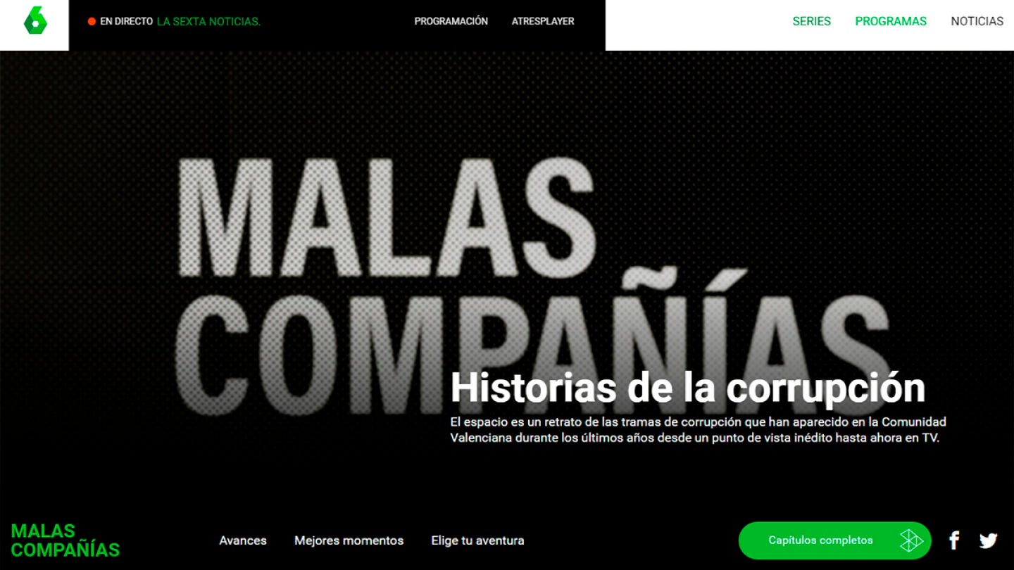 Imagen del site de Malas Compa&ntilde;&iacute;as