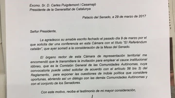 Carta de García-Escudero a Puigdemont