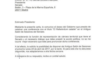 Carta de Puigdemont a Pío García-Escudero. 