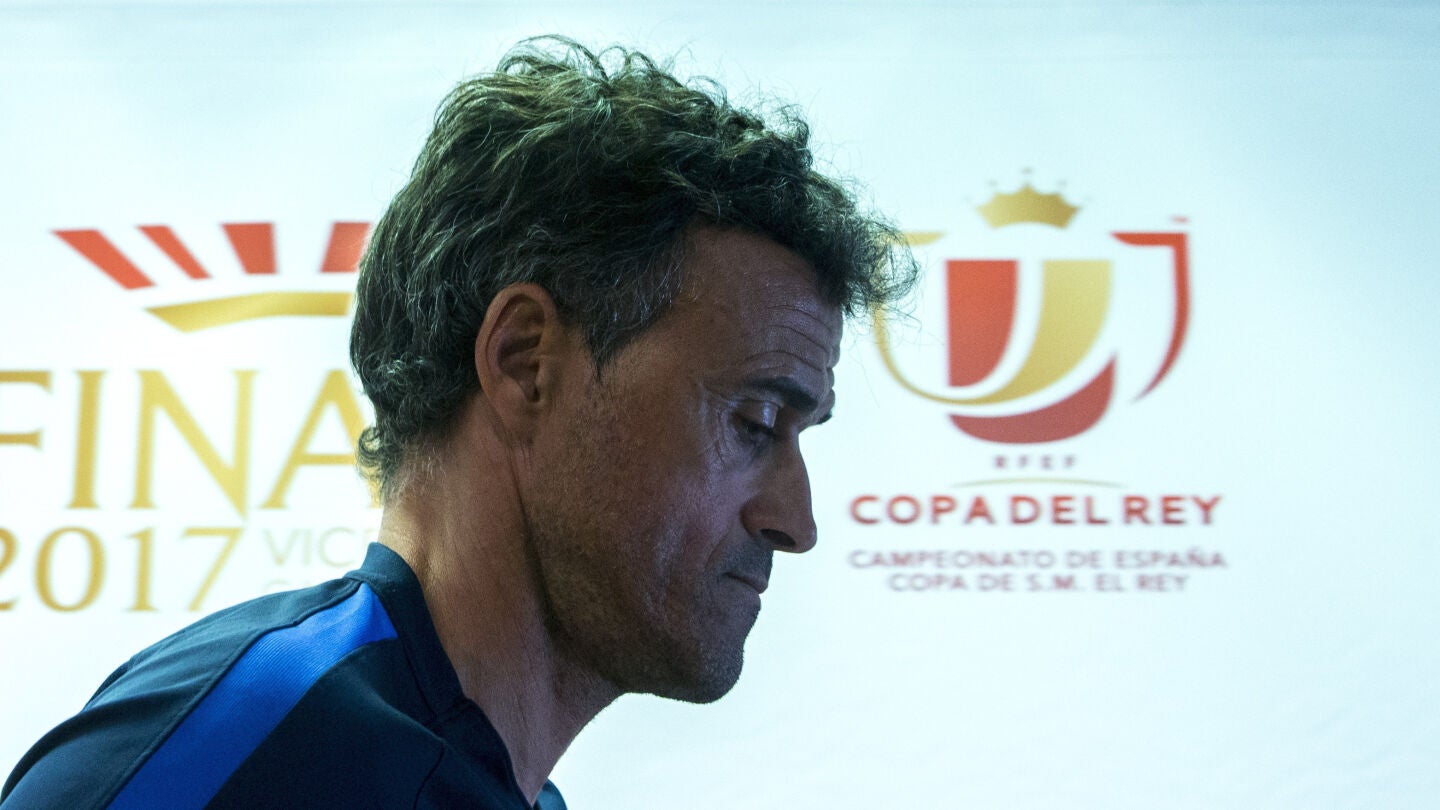 Luis Enrique, en la sala de prensa antes de la final de la Copa del Rey