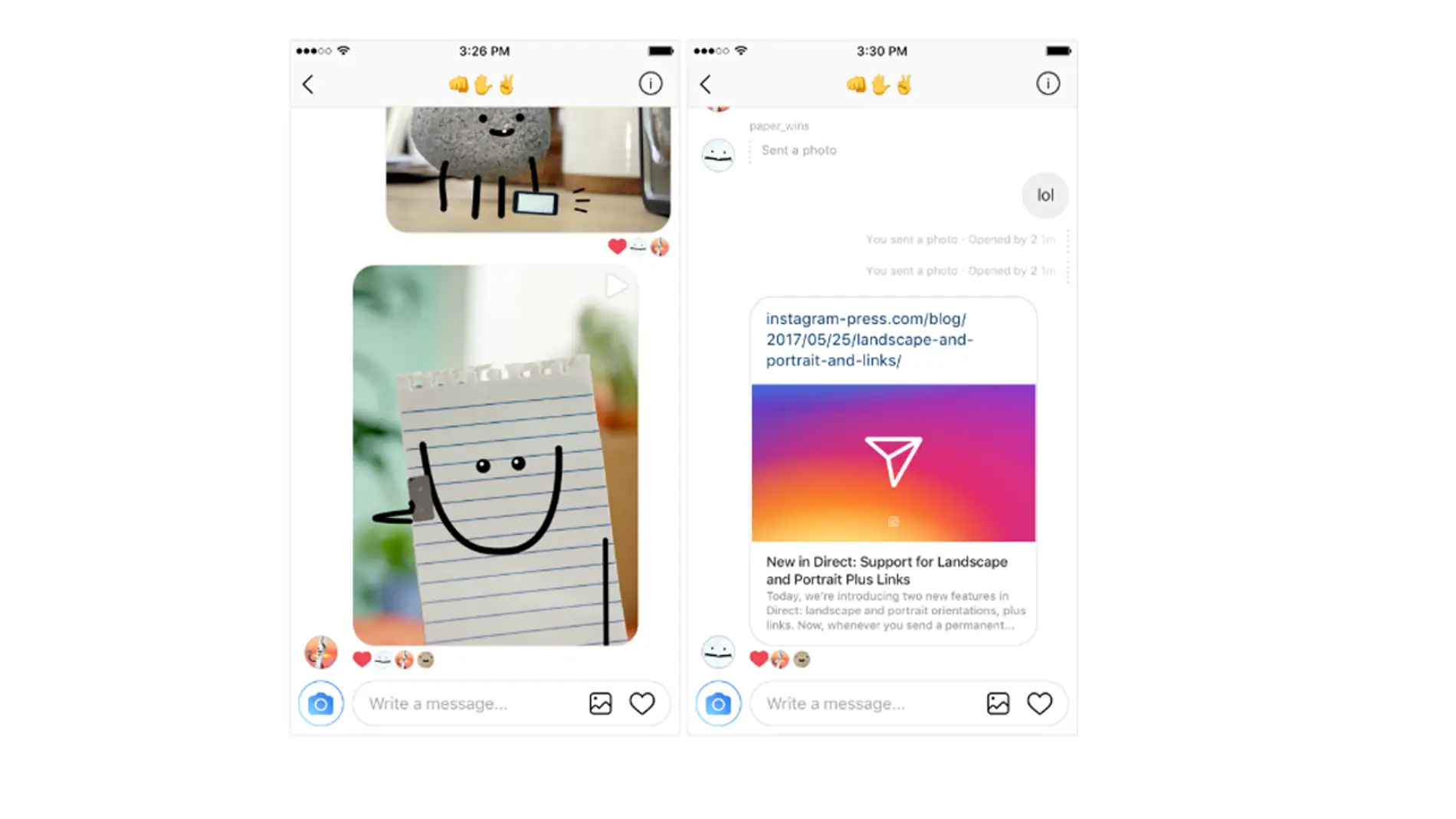 Links en los mensajes directos de Instagram