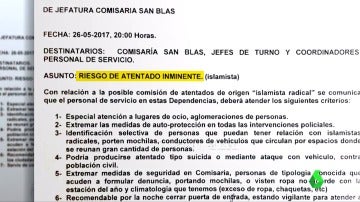 La Policía desmiente el documento de la Comisaría de San Blas