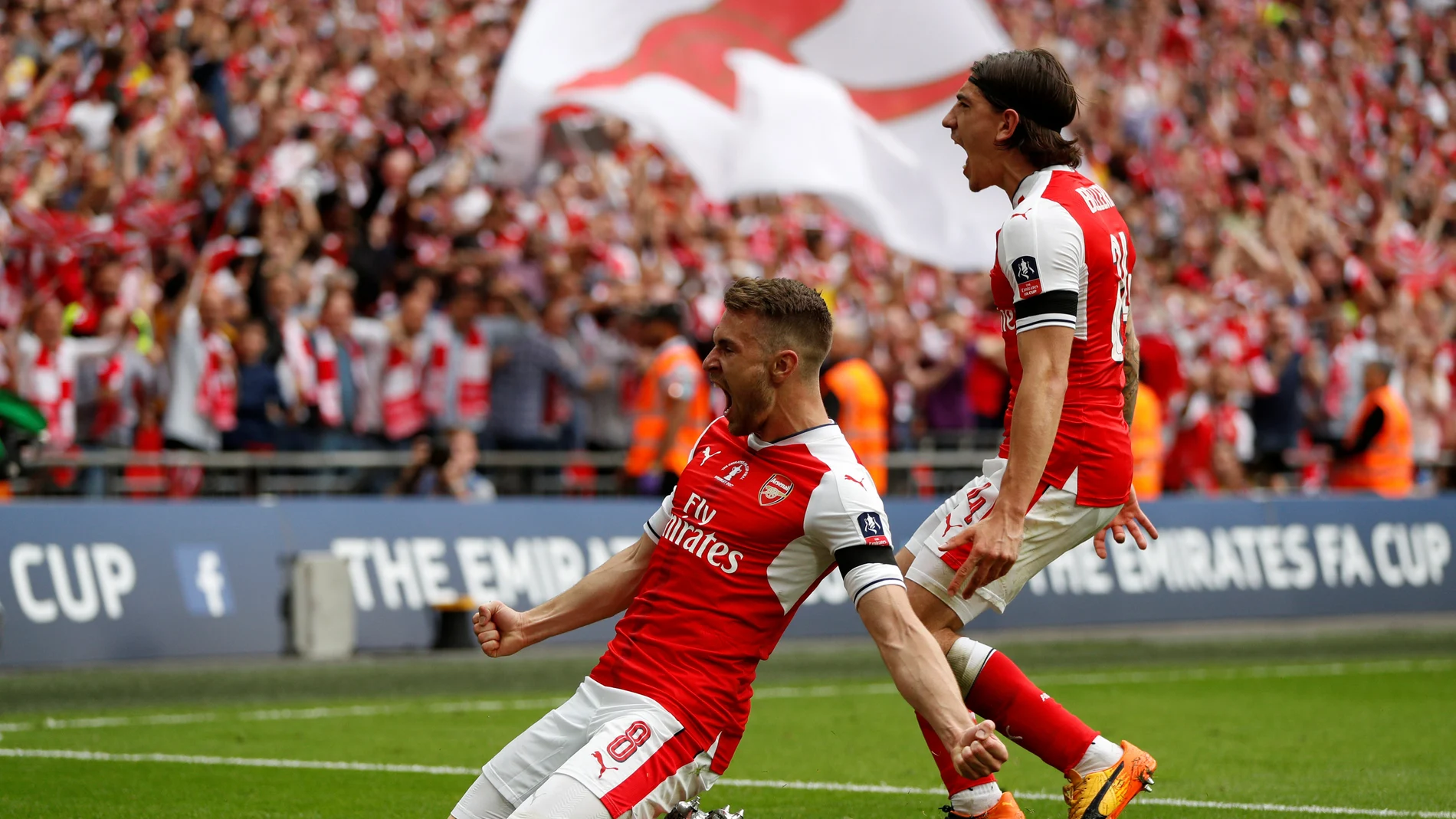 Ramsey celebra su gol contra el Chelsea
