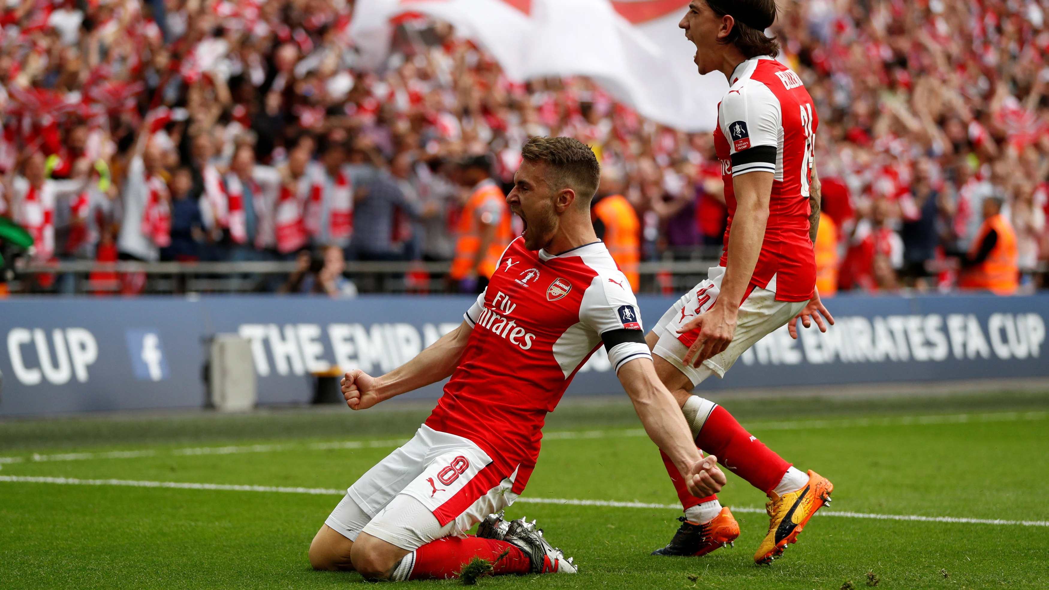 Ramsey celebra su gol contra el Chelsea