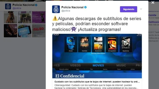 Polémico tuit de la Policía sobre la piratería Polémico tuit de la Policía sobre la piratería