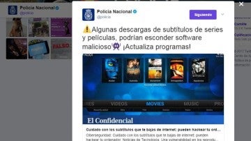 Polémico tuit de la Policía sobre la piratería