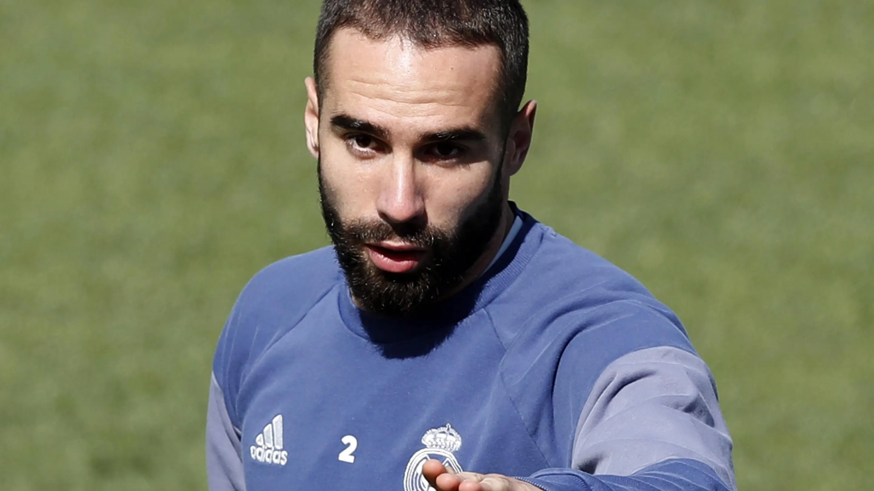 Dani Carvajal, en un entrenamiento con el Real Madrid