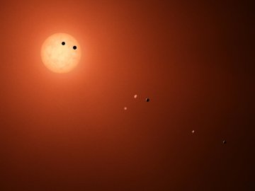 Recreación artística del sistema TRAPPIST-1 
