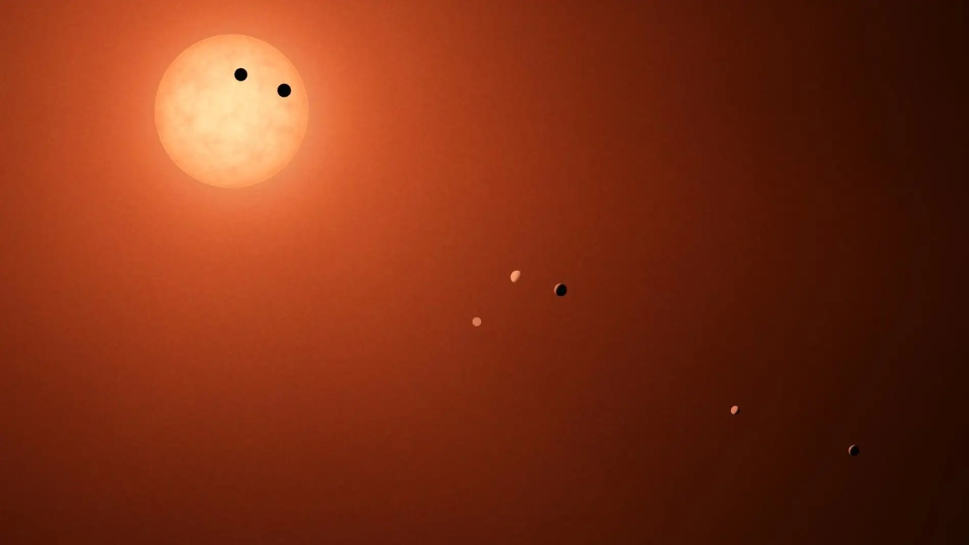 Recreación artística del sistema TRAPPIST-1 