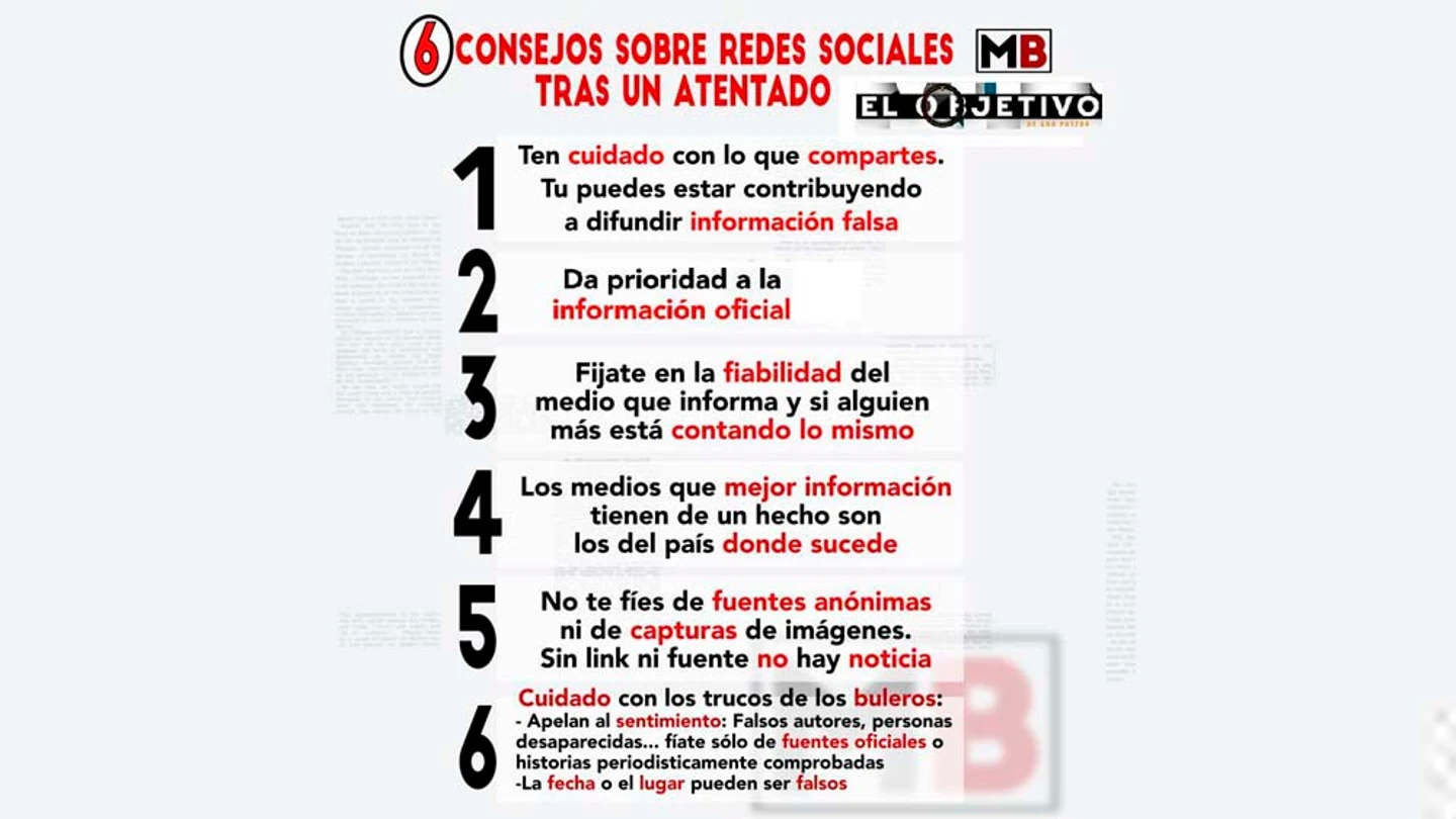 Los consejos de 'Maldito Bulo' tras un atentado terrorista Los consejos de 'Maldito Bulo' tras un atentado terrorista