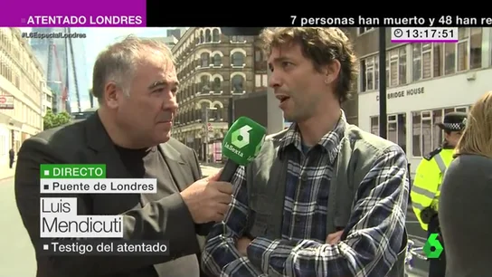 Frame 49.979023 de: Luis Mendicuti, testigo de los atentados en Londres: "La sociedad inglesa va a seguir unida" Frame 49.979023 de: Luis Mendicuti, testigo de los atentados en Londres: "La sociedad inglesa va a seguir unida"