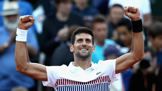 Djokovic celebra su triunfo ante Albert Ramos Djokovic celebra su triunfo ante Albert Ramos