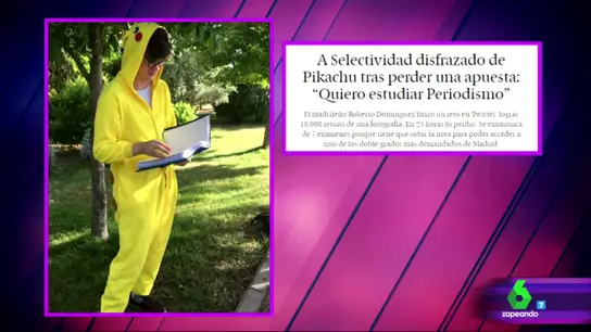 Se presenta a Selectividad disfrazado de Pikachu tras superar un reto en Twitter Se presenta a Selectividad disfrazado de Pikachu tras superar un reto en Twitter