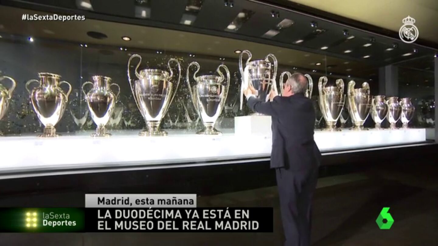 Frame 7.460205 de: La Duod&eacute;cima ya se encuentra en la sala 'Reyes de Europa' del Tour del Bernab&eacute;u 