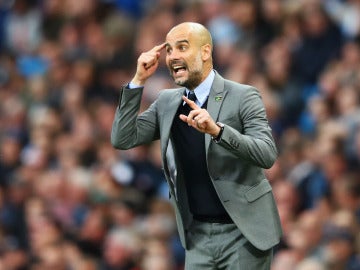 Pep Guardiola, en un partido del Manchester City Pep Guardiola, en un partido del Manchester City