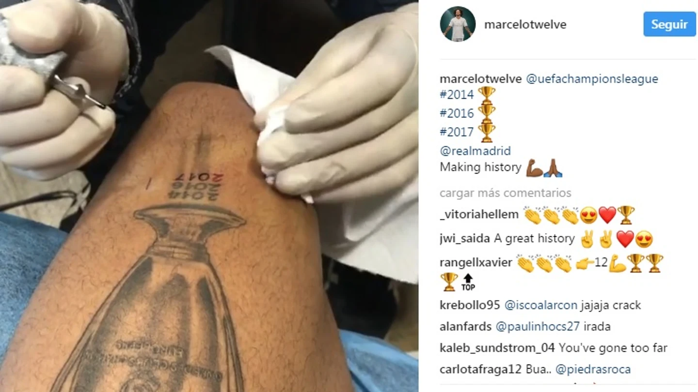 Marcelo amplía su tatuaje con una nueva Champions Marcelo amplía su tatuaje con una nueva Champions