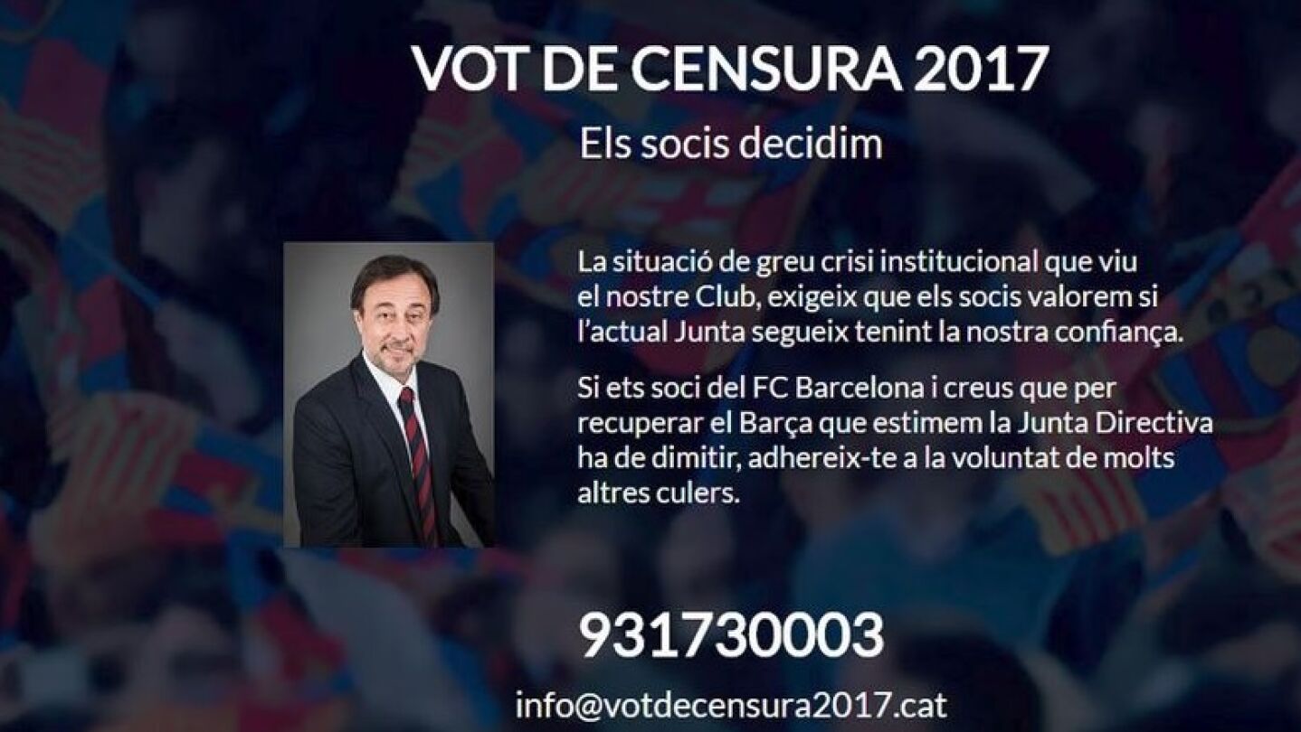 Moci&oacute;n de censura de Benedito contra Bartomeu